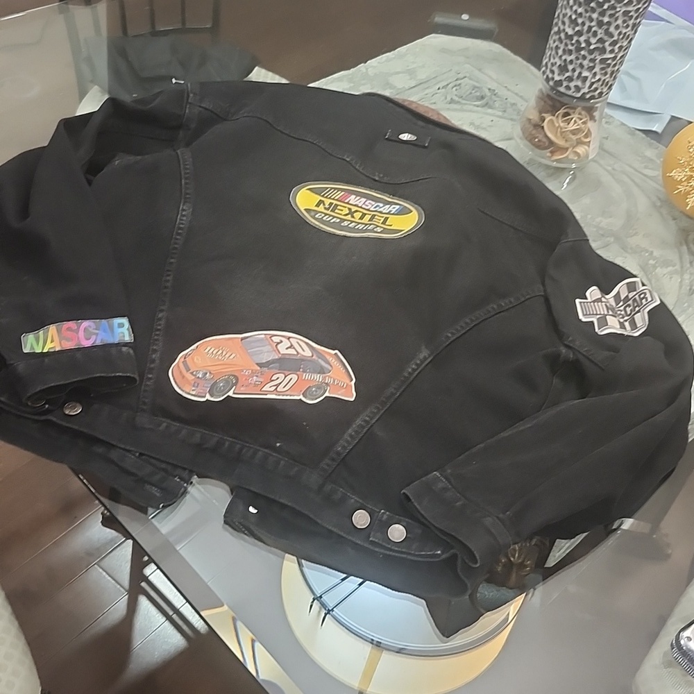 NASCAR VINTAGE Tony STEWART I D WEAR Black Racing DENIM Jacket MEDIUM